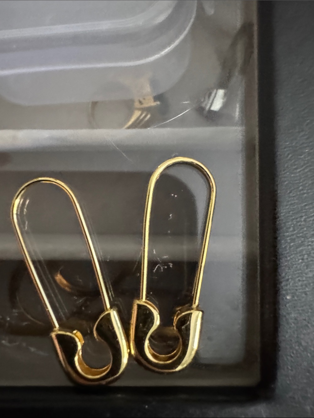 Gold Safety Pin Hoop Earrings - Pair